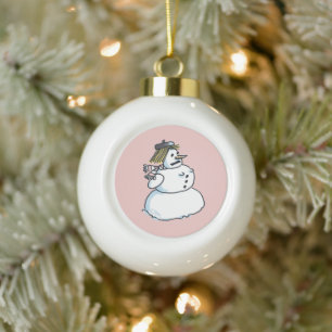 Adorno De Cerámica Tipo Bola Ornamento de bola de Navidades de cerámica de muj