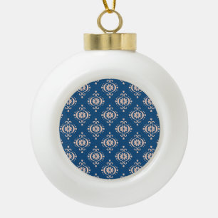 Adorno De Cerámica Tipo Bola Ornamento de Damasco de Folclore Geométrico Ikat