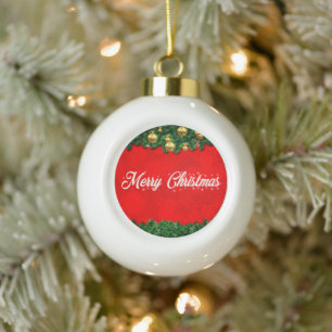 Adorno De Cerámica Tipo Bola Ornamento de la bola de cerámica de navidad roja