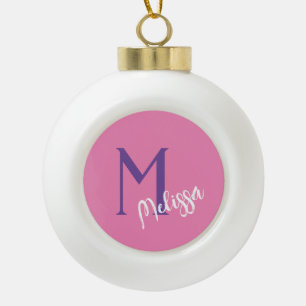 Adorno De Cerámica Tipo Bola Ornamento de Navidad Mínimo Moderno Monograma - Ro