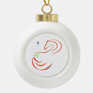 Adorno De Cerámica Tipo Bola Ornamento de Navidad redondo con caballo rojo y ve