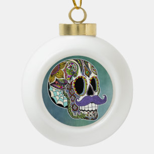 Adorno De Cerámica Tipo Bola Ornamento del cráneo de azúcar de bigote #2