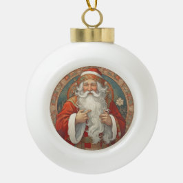 Adorno De Cerámica Tipo Bola Ornamento enmarcado por el Gorra Vintage de Santa 