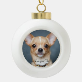 Adorno De Cerámica Tipo Bola Ornamento navideño Chihuahua Foto Ama tu Chi