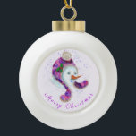 Adorno De Cerámica Tipo Bola Ornamento navideño con feliz hombre de nieve<br><div class="desc">Ornamentos navideños con Feliz Snowman en morado Beanie Gorra de invierno de diversión Navidades de pintura - Elegir / Añadir su texto único / nombre / color - Hacer su regalo especial - Redimensionar y mover o eliminar / añadir elementos - imagen / texto con herramienta de personalización. Pintura y...</div>