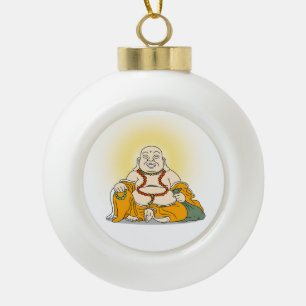 Adorno De Cerámica Tipo Bola Ornamento navideño de Laughing Maitreya Buddha