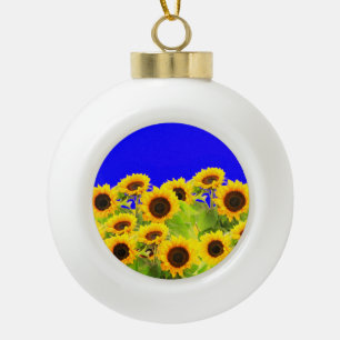 Adorno De Cerámica Tipo Bola Ornamento navideño Sunflowers Colores de la bander