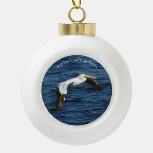 Adorno De Cerámica Tipo Bola Ornamento Pelicano Grande Blanco Americano