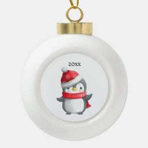 Adorno De Cerámica Tipo Bola Ornamento pingüino de Navidades Cute