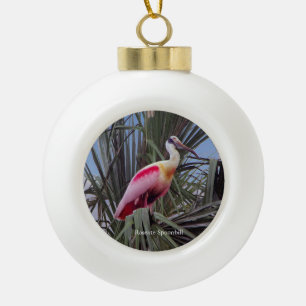 Adorno De Cerámica Tipo Bola Ornamento roseate Spoonbill o copo de nieve