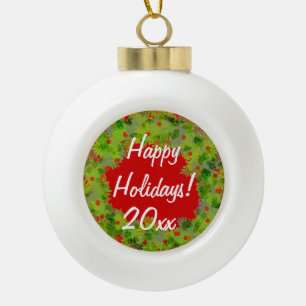 Adorno De Cerámica Tipo Bola Ornamento - Wreath de bolas de cerámica con saludo