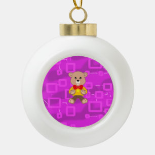 Adorno De Cerámica Tipo Bola Oso de peluche con pajarita adorable