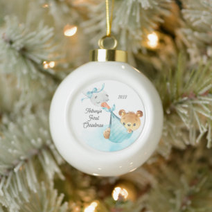Adorno De Cerámica Tipo Bola Oso Entrega Especial Primer Navidad del Bebé 