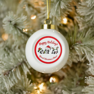 Adorno De Cerámica Tipo Bola Pandas Navidades personalizados
