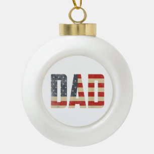 Adorno De Cerámica Tipo Bola Papá Bandera Americana Patriótica Negrita Día del
