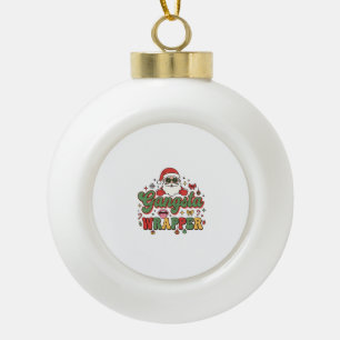 Adorno De Cerámica Tipo Bola Papá Noel de Gangsta Wrapper Navidad