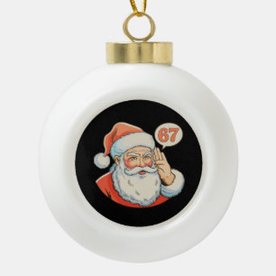 Adorno De Cerámica Tipo Bola Papá Noel Seis Siete 6 7 67 Navidad Divertida Xmas