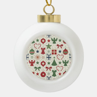 Adorno De Cerámica Tipo Bola Papel de regalo con patrón festivo navideño adorab