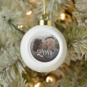 Adorno De Cerámica Tipo Bola Parejas de Fotos de Boda Personalizadas Modern Lov