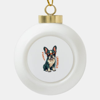 Adorno De Cerámica Tipo Bola Paseo Vintage Lo Pensaré Perro Bulldog Francés Div