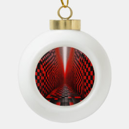 Adorno De Cerámica Tipo Bola Pasillo de tablero de ajedrez rojo y negro con luz