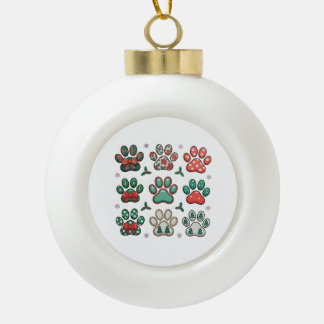Adorno De Cerámica Tipo Bola Pata de Perro Navidad Coquette Lazo Navidad Árbol