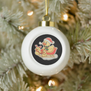 Adorno De Cerámica Tipo Bola Pato de goma sombrero de Santa Navidad trineo Navi