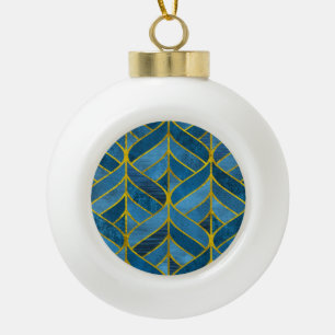 Adorno De Cerámica Tipo Bola Patrón de grifo azul dorado