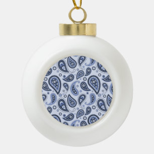 Adorno De Cerámica Tipo Bola Patrón de Paisley Azul