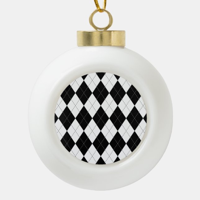 Adorno De Cerámica Tipo Bola Patrón geométrico negro blanco (Anverso)