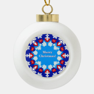 Adorno De Cerámica Tipo Bola Patrones de copos de nieve y regalos