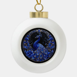 Adorno De Cerámica Tipo Bola Pavo Real Azul Real Glamour de Cristal