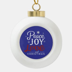 Adorno De Cerámica Tipo Bola Paz Alegría Amor y Navidad Fiestas Navideñas