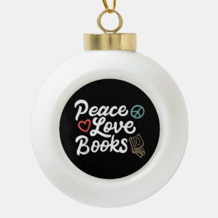 Adorno De Cerámica Tipo Bola Peace Love Books Geeky & Cute Leading