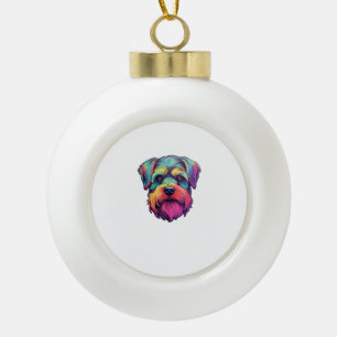 Adorno De Cerámica Tipo Bola Pegatina Retro Neón de Schnauzer Brillante en Mini