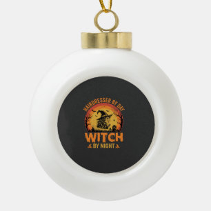 Adorno De Cerámica Tipo Bola Peluquera De Día Bruja De Noche Diseño De Hallowee
