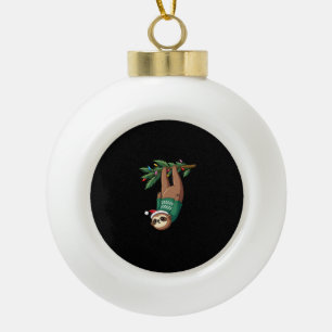 Adorno De Cerámica Tipo Bola Perezoso de Navidad lindo sombrero de Santa Perezo