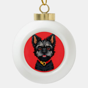 Adorno De Cerámica Tipo Bola Perrito Adorable Con Un Collar Colorido