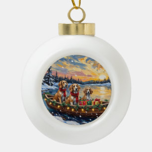 Adorno De Cerámica Tipo Bola Perro afgano Navidad Barco Fiesta