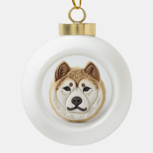 Adorno De Cerámica Tipo Bola Perro Akita Inspirado en 3D