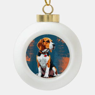 Adorno De Cerámica Tipo Bola Perro Beagle en fondo abstracto