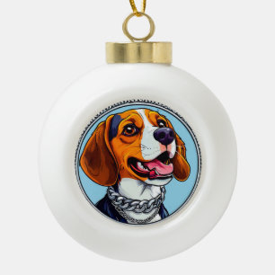 Adorno De Cerámica Tipo Bola Perro beagle lindo