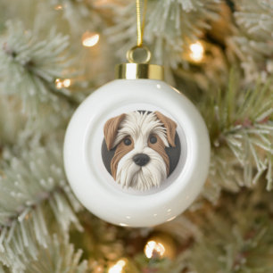 Adorno De Cerámica Tipo Bola Perro Biewer Terrier Inspirado en 3D
