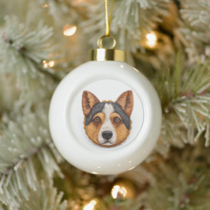 Adorno De Cerámica Tipo Bola Perro Boyero Australiano Inspirado en 3D
