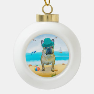 Adorno De Cerámica Tipo Bola Perro Bulldog francés