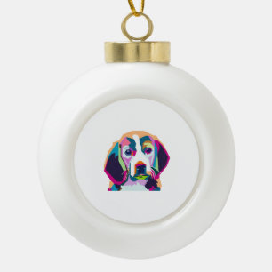 Adorno De Cerámica Tipo Bola perro con colorido