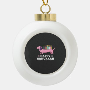 Adorno De Cerámica Tipo Bola Perro Dachshund feliz Hanukkah