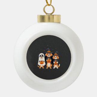 Adorno De Cerámica Tipo Bola Perro de Agua Retriever Fantasma Halloween Truco o