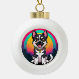Adorno De Cerámica Tipo Bola Perro de Dibujos Animados Juguetón