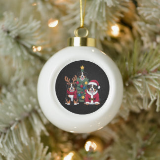 Adorno De Cerámica Tipo Bola Perro de montaña bernés de Navidad Santa árbol de